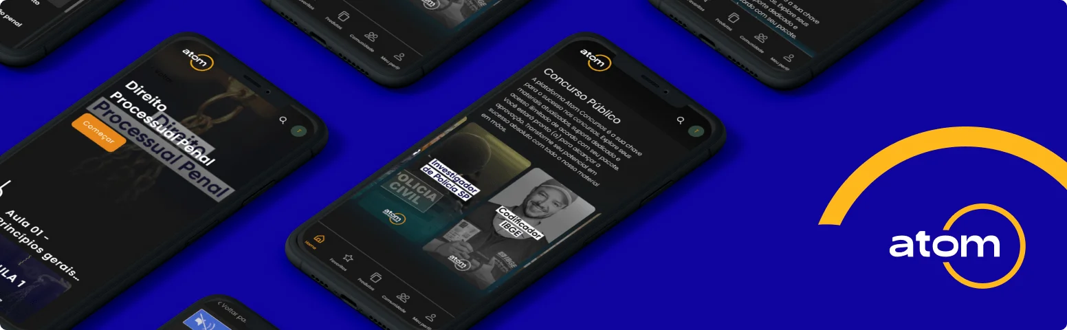 layout app Atom Educacional